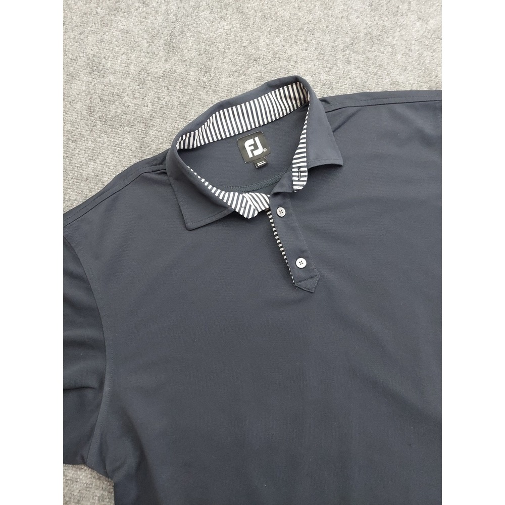 FJ Foot Joy Golf Polo Shirt Mens XL‎ Blue Short Sleeve Folds Of Honor Embroidery